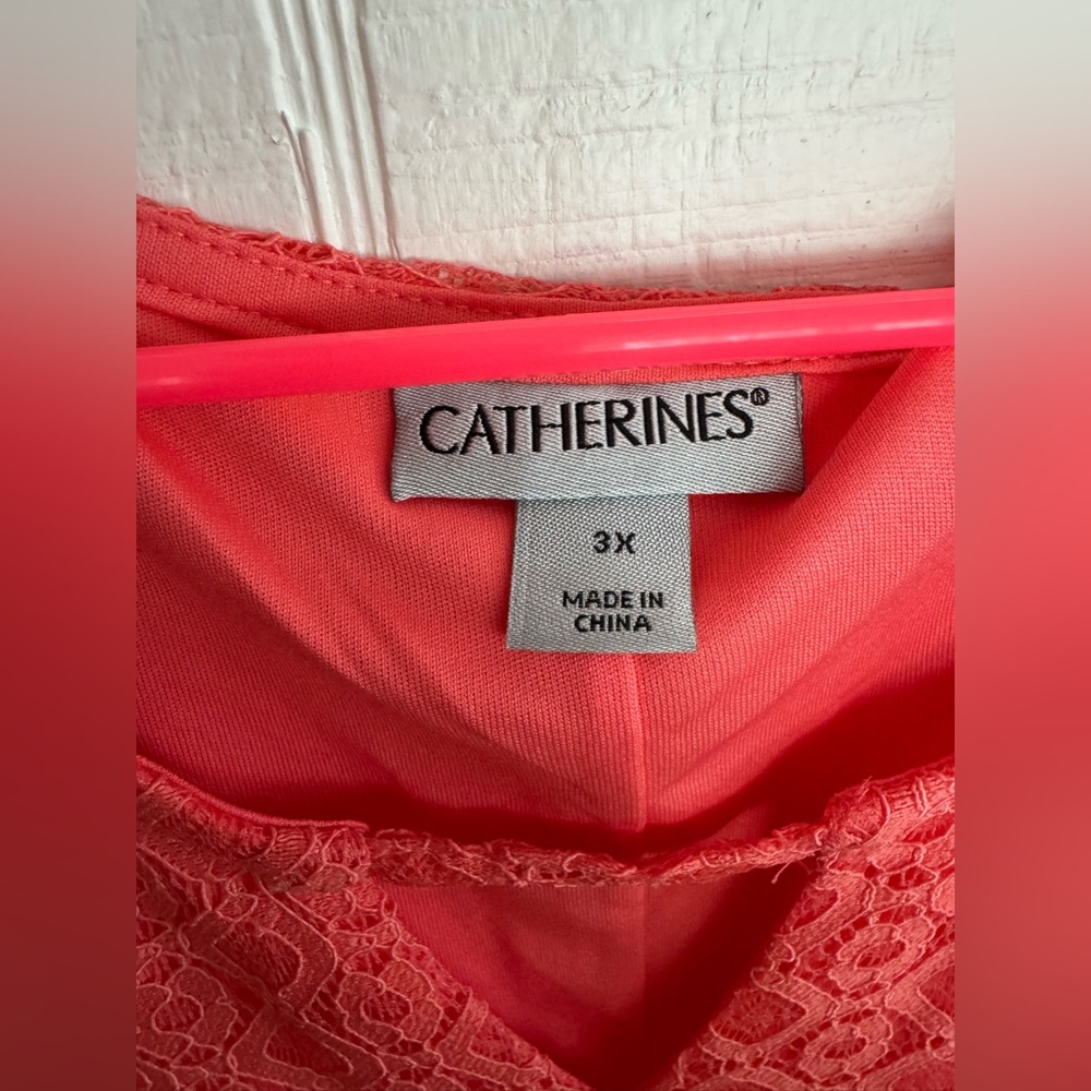 Catherines size 3x coral lace Cold Shoulder Midi Dress - Picture 3 of 6